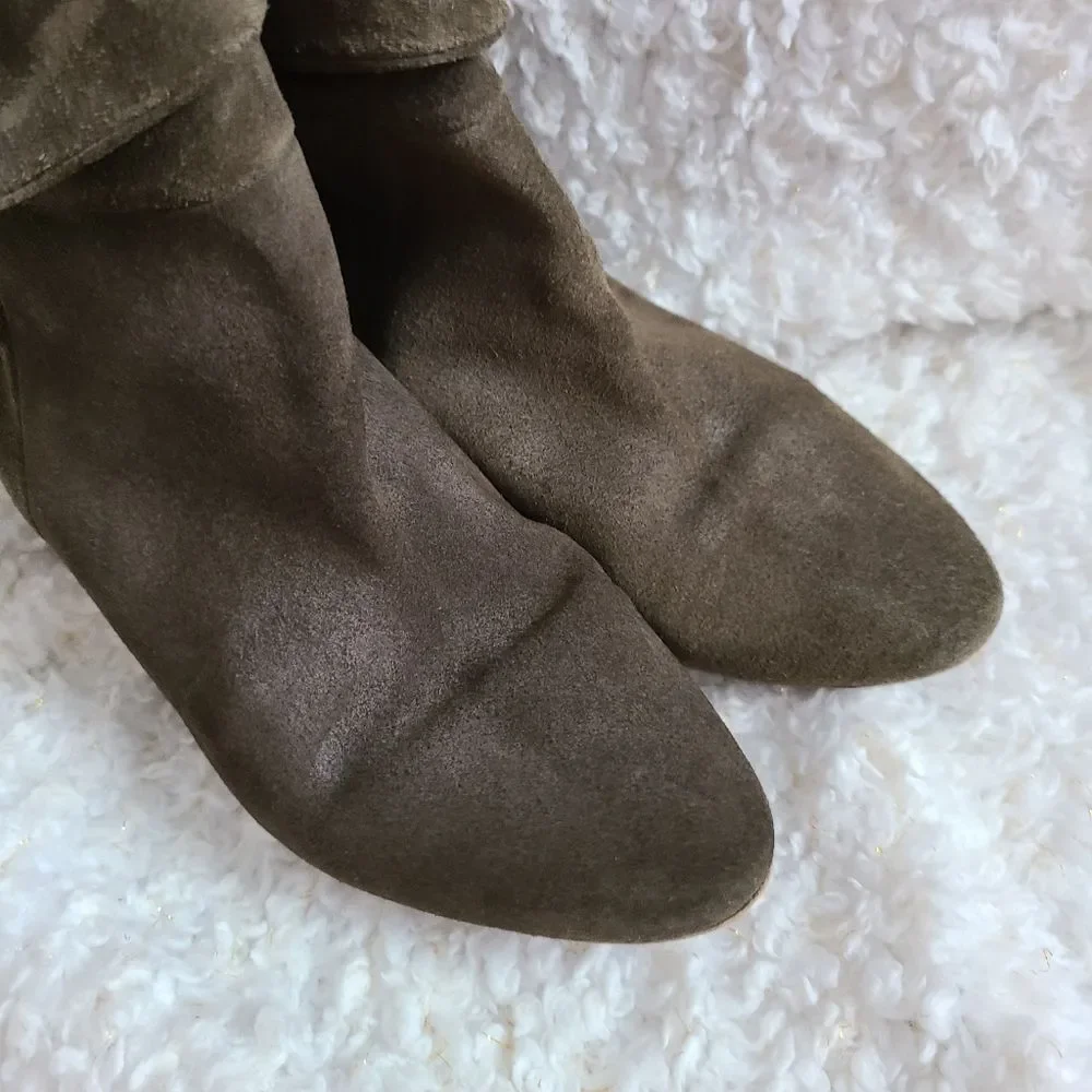 Free People Adella Boot‎ Suede Sage Green Bootie sz 38